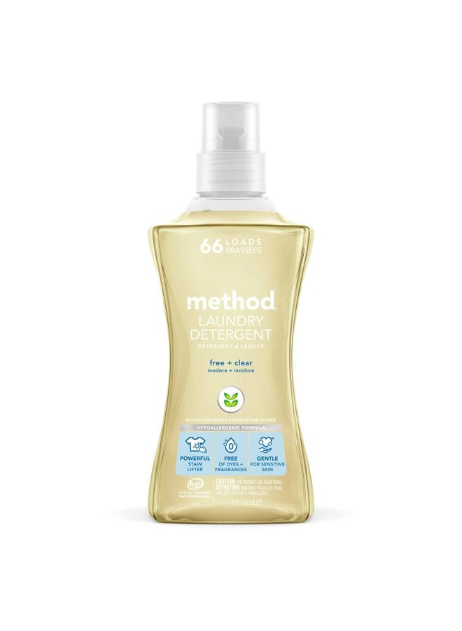 Method Liquid Laundry Detergent; Fragrance Free + Clear; Stain Remover; 66 Loads per 53.5 fl oz bottle; (Pack of 1) - Image 1